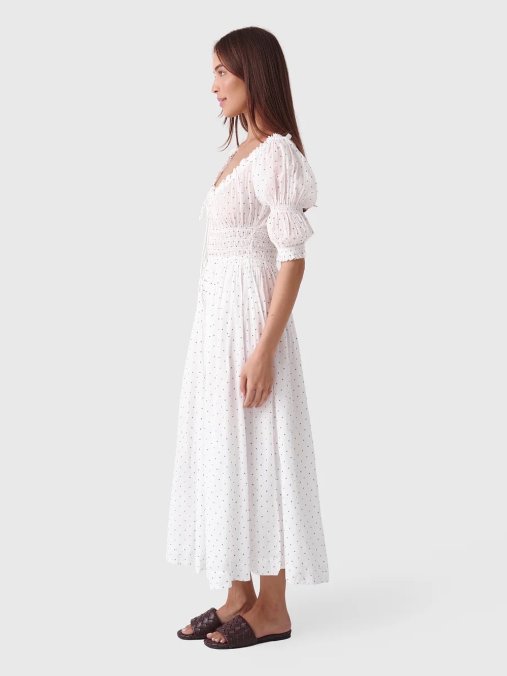 Doen ISCHIA DRESS SALT FLOCK DOT White Dress XS NWOT - Picture 3 of 7